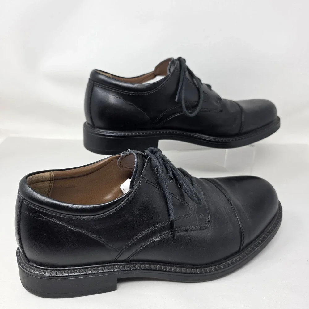 Thom McAn Karlov Dress Shoes Mens 8W Cap Toe Black Leather Oxfords Good